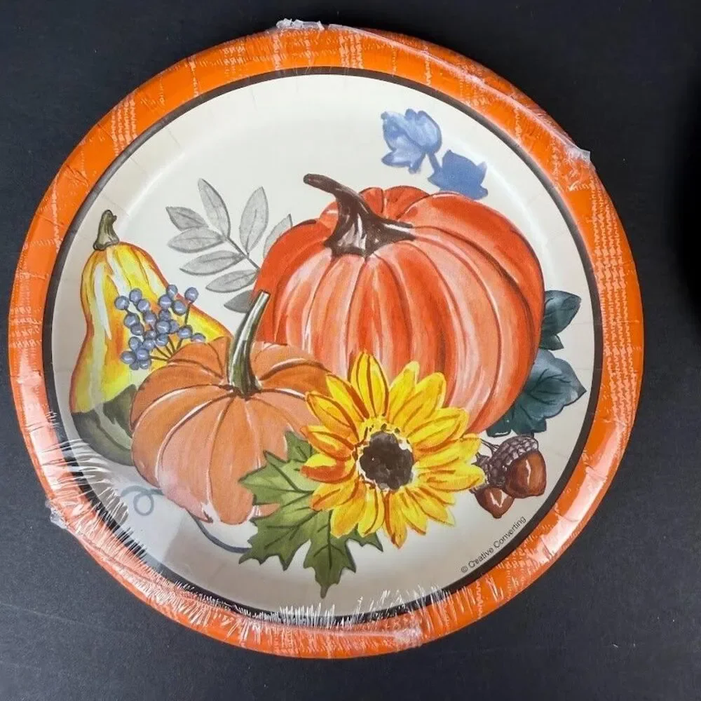 3 Packs Small Paper Plates, 4 Packs Paper Luncheon Napkins-Fall/Thanksgiving-NEW